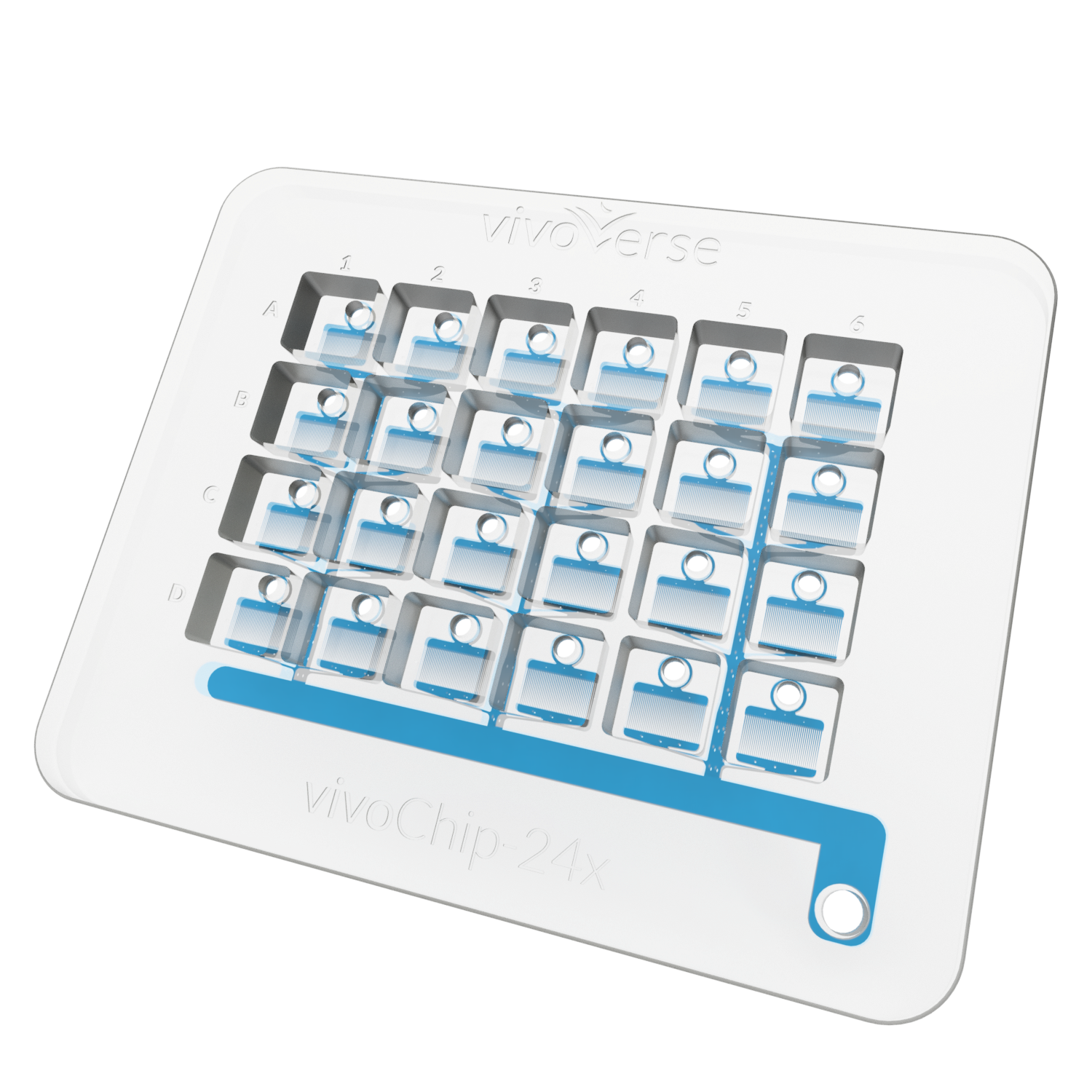vivoChip-24x microfluidic device rendering